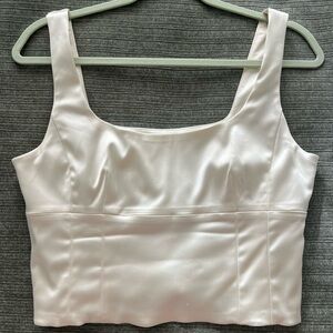 Aritzia Wilfred White Satin Shine Square-Neck Bustier